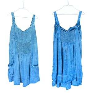 NWT White Birch Oversized Denim Overall Dress Elastic Paneling Size L